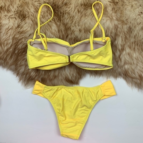 6 Shore Road Yellow Bikini Pink Embroidered Swim S Swimsuit Resort Summer Bright - Picture 6 of 6